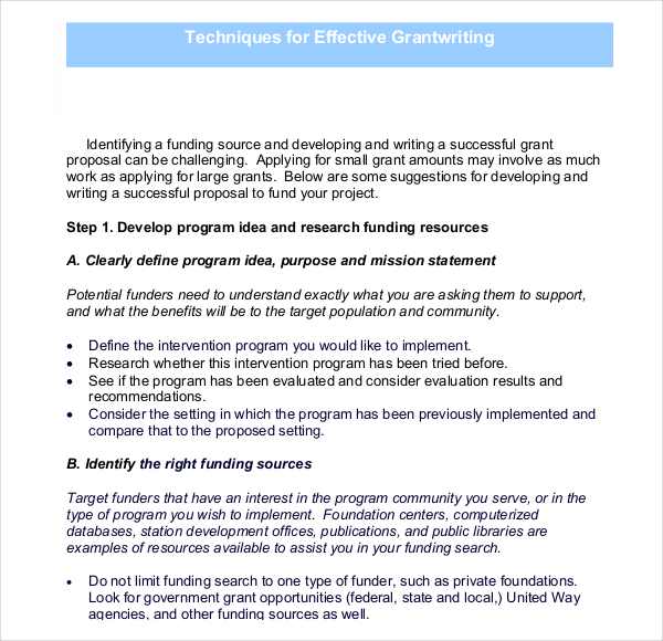 techniques for grant writing template