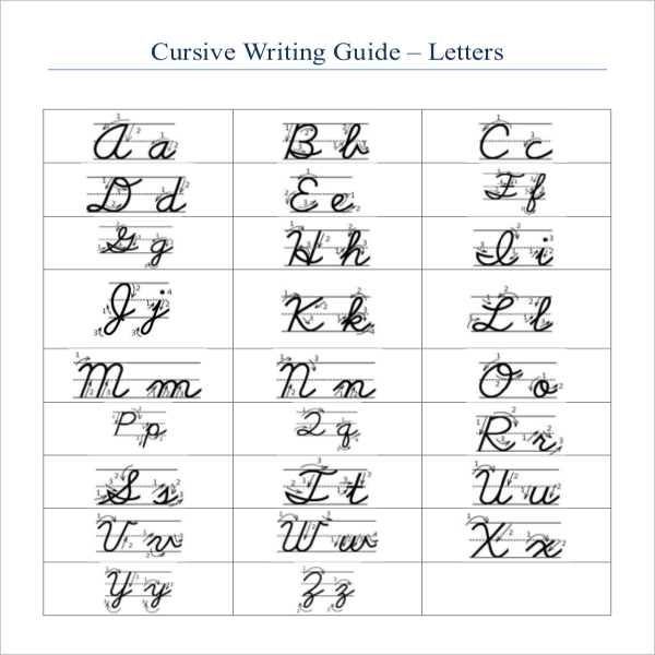 Types Of Cursive Writing 9239