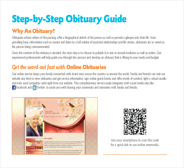 step by step obituary guide template