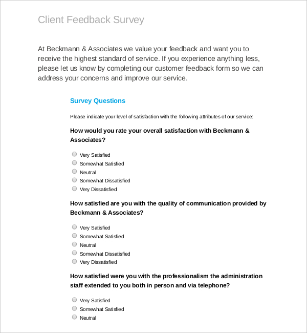 pdf template for client feedback survey