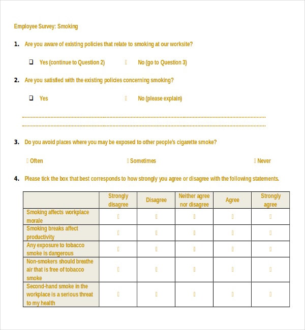 sample employee survey template free download