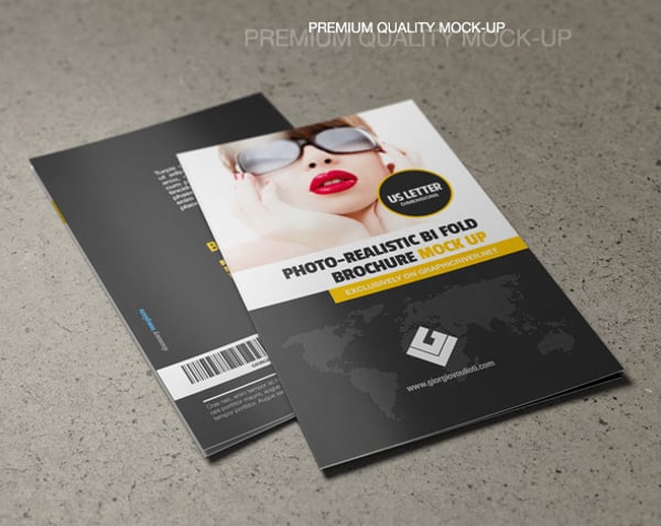 us letter bi fold brochure mock up design