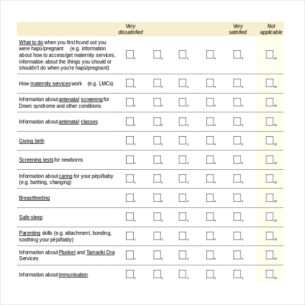 maternity services satisfaction survey questionnaire template