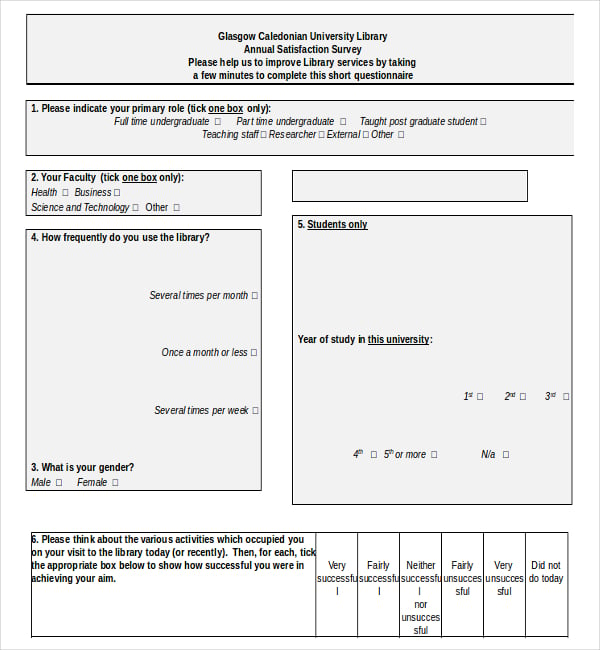 library satisfaction survey example template
