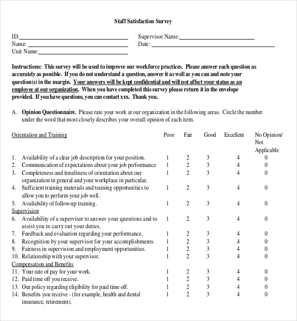 staff satisfaction survey pdf template free download1