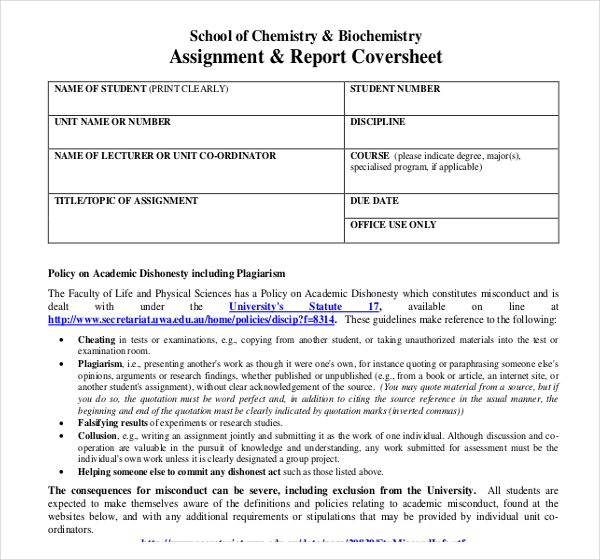 assignment cover sheet mq