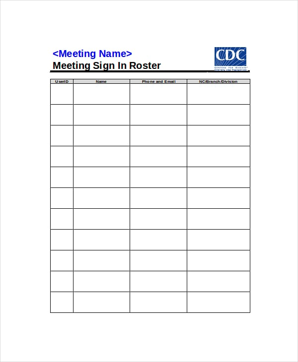 Attendance Roster Template 7  Free Word PDF Documents Download