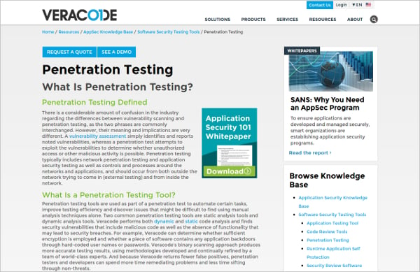 veracode penetration testing tool