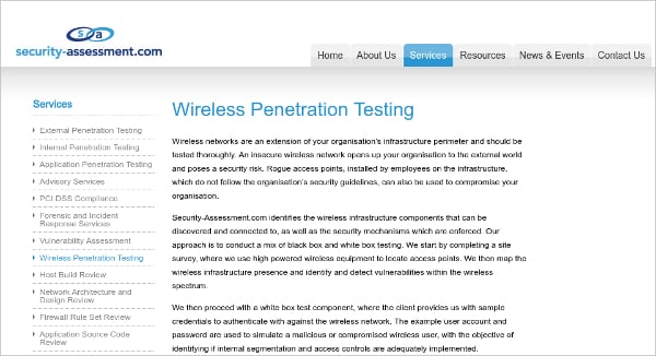 security assessment wireless penetration testing