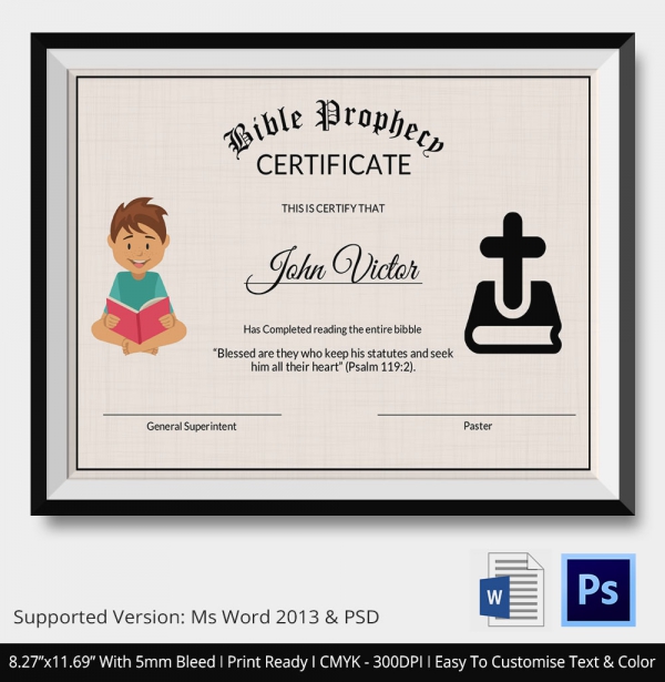 Bible Prophecy Certificate for Kids