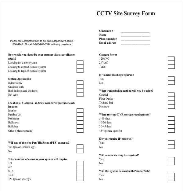 cctv site survey form example format download