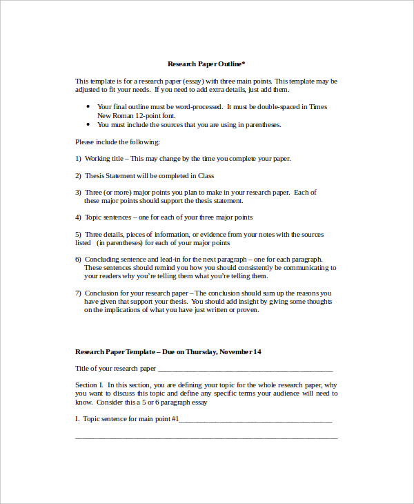 research paper outline template