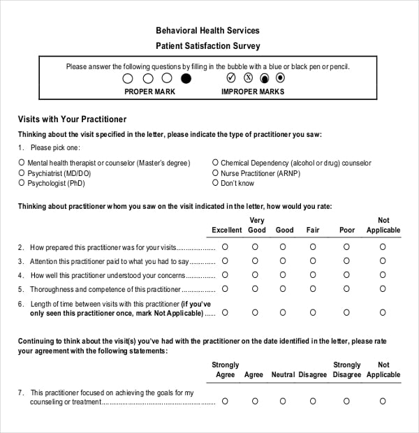 health services patient satisfaction survey template