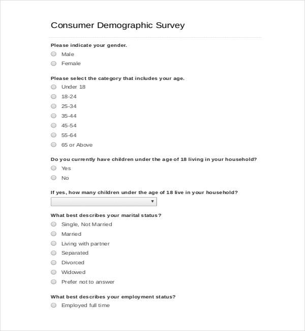 consumer demographic survey template pdf