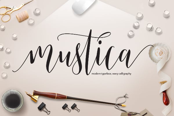 fancy mustica script font