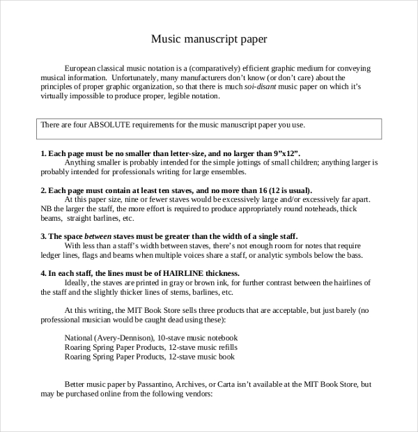 music manuscript paper california