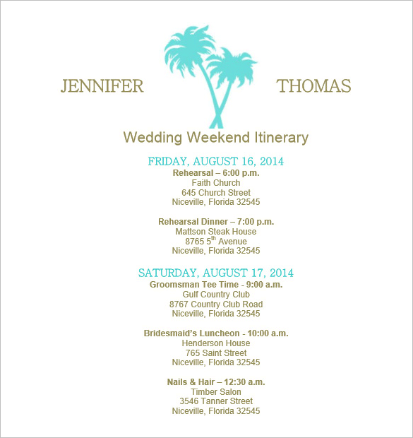 download-palm-tree-blue-wedding-agenda-template