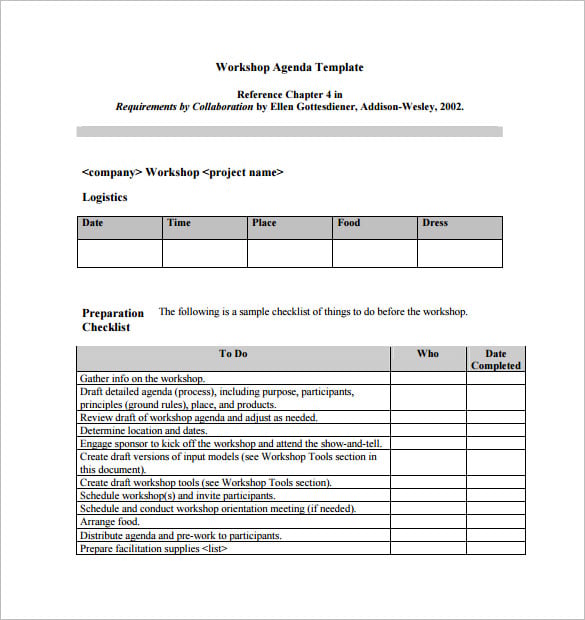 download sample workshop agenda template pdf for free