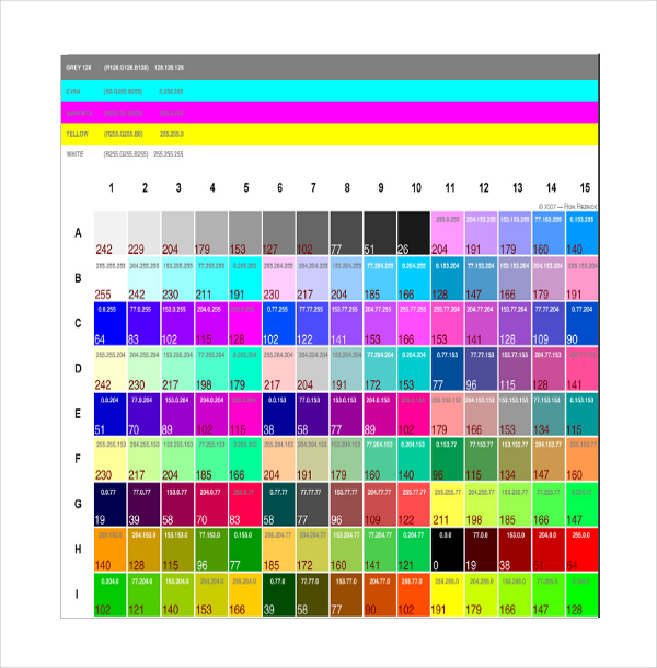 Google Pantone Color Chart