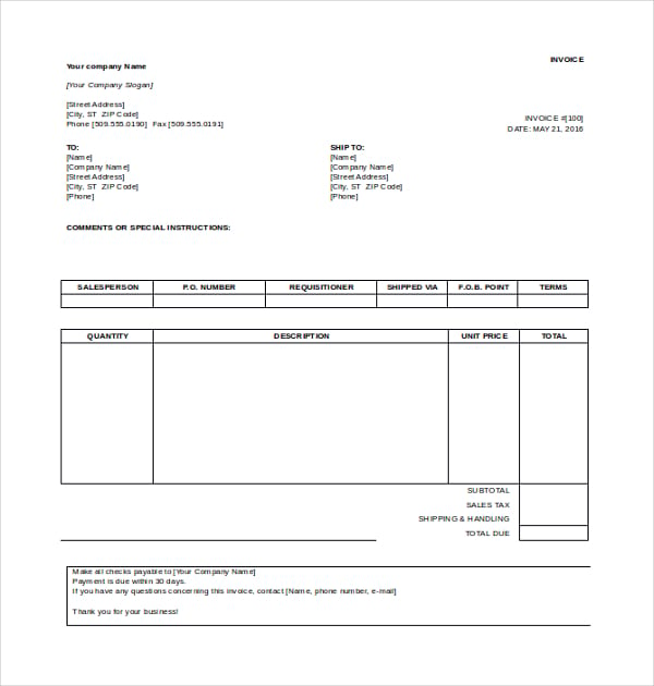 microsoft invoice template