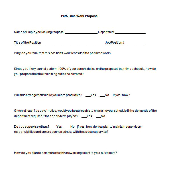 part time work proposal free template