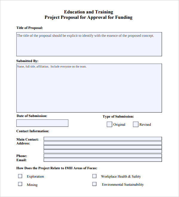 education and training project proposal template