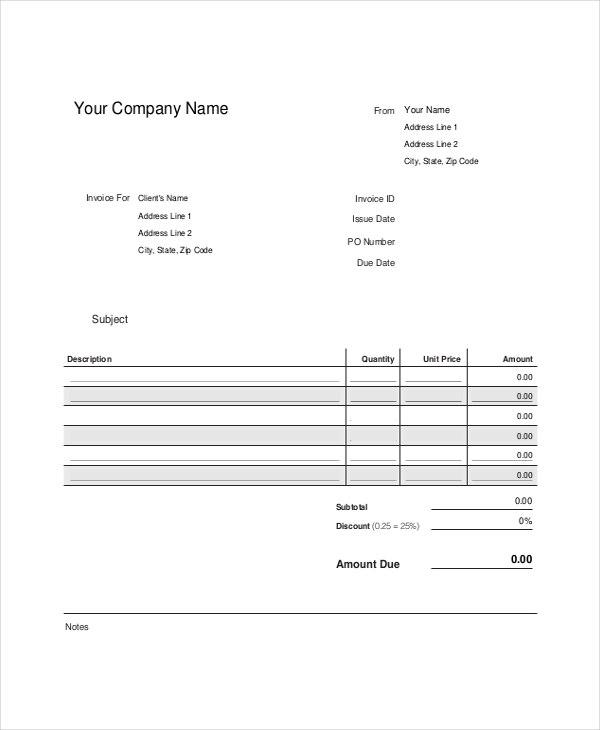 professional invoices template