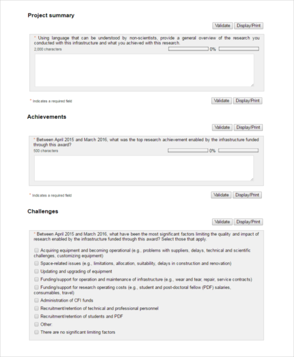 project summary report template