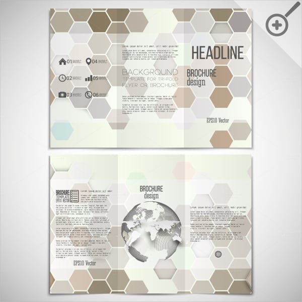 tri fold brochures with hexagons