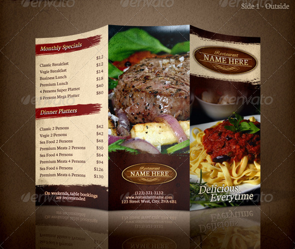 tri fold restaurant brochure template