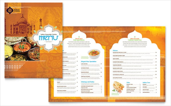 indian restaurant menu template