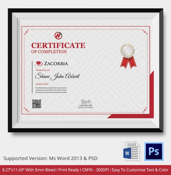 Professional Certificate Template professional certificate template 10 free pdf psd