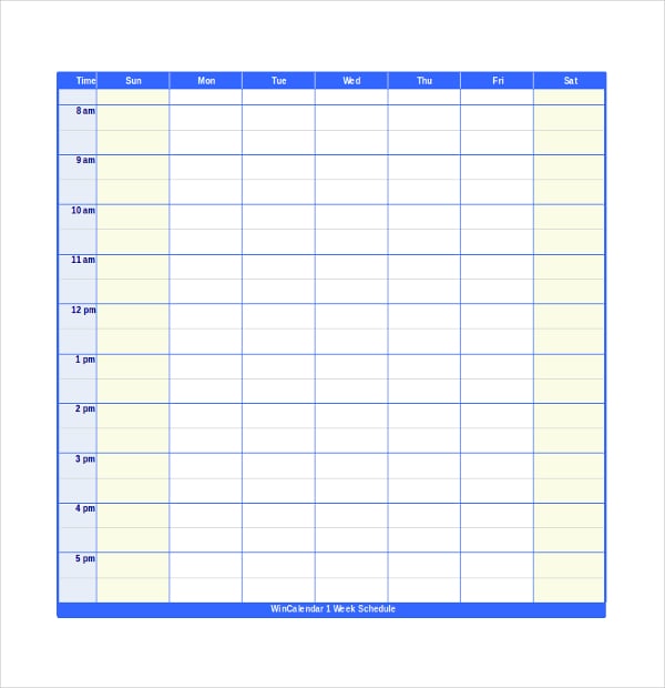 Blank Work Schedule Template Printable