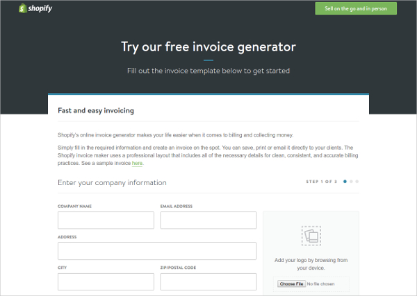 shopify invoice