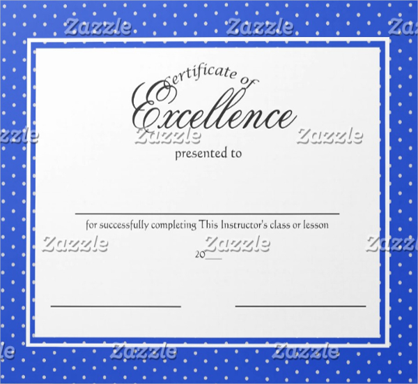 Certificate of Excellence Template