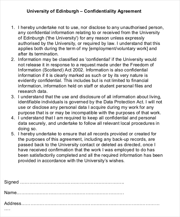 pdf format of basic confidentiality agreement