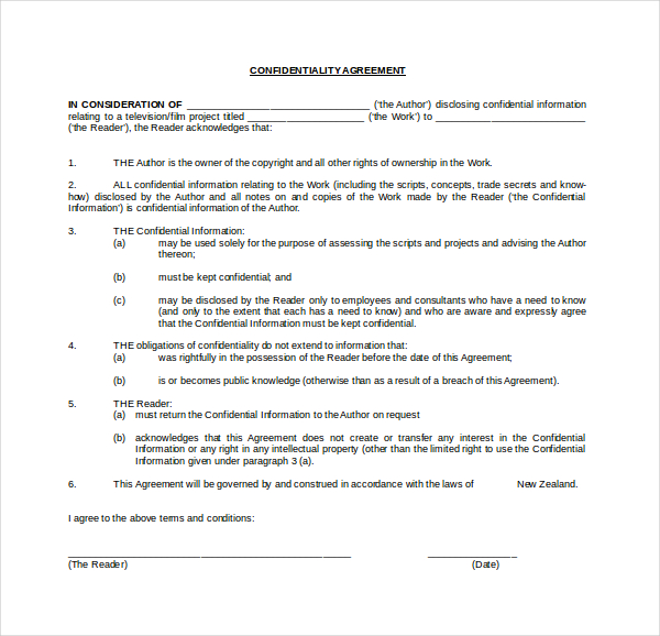 basic confidentiality agreement in doc format