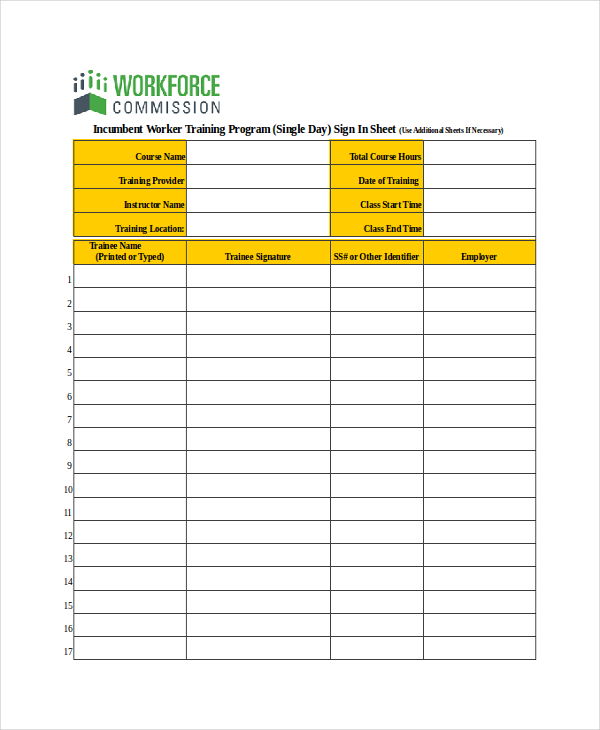 sign in sheet templates