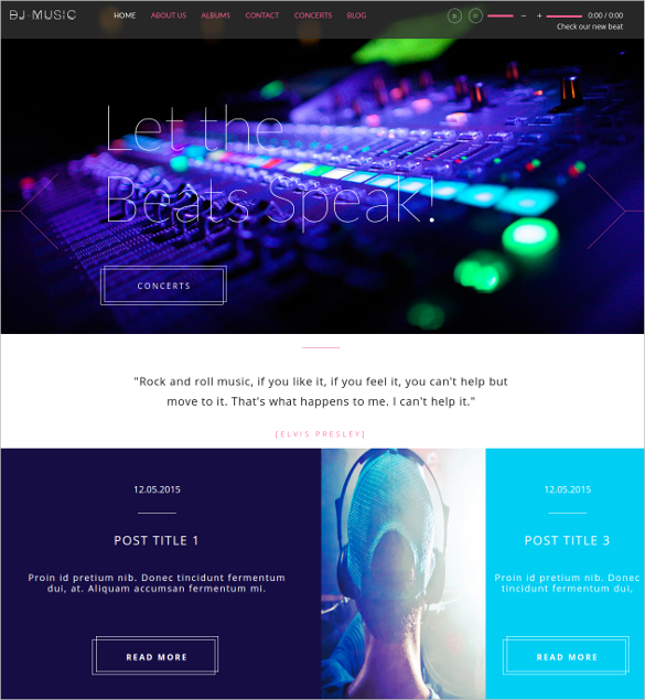 music multipage dj website template 20
