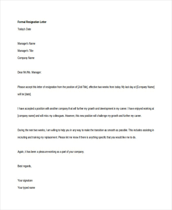 10+ Resignation Letter Templates - Free Sample, Example 