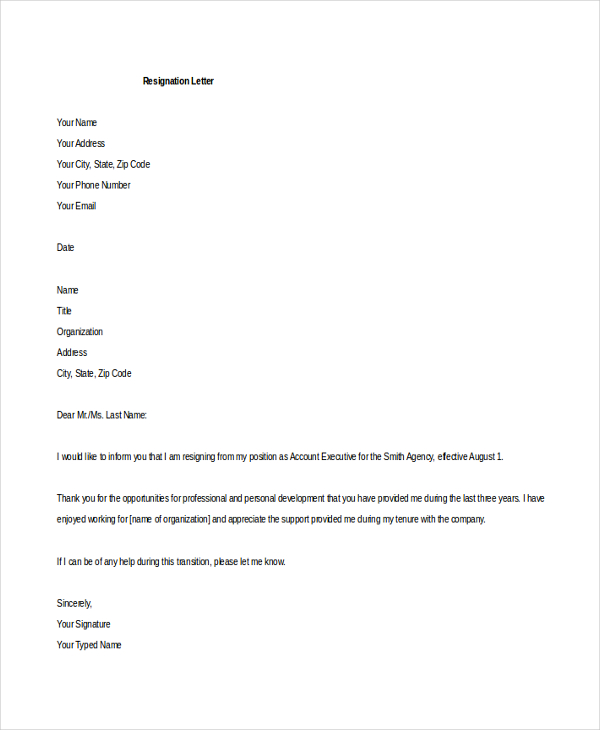 11+ Resignation Letter Templates - Free Sample, Example Format