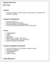 Free Capstone Project Outline Template Download