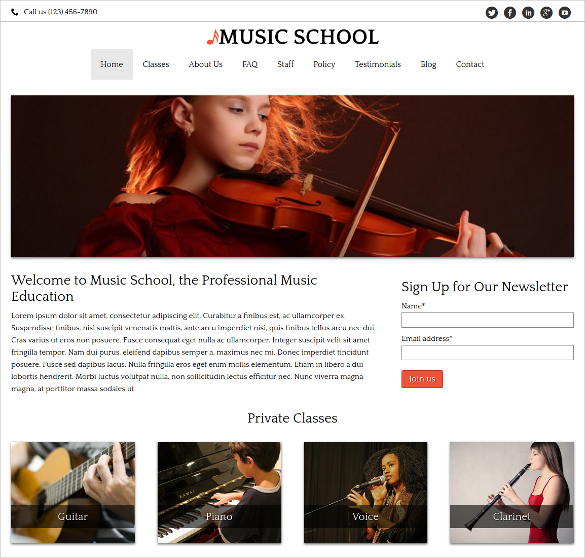 music school wordpress website theme 75