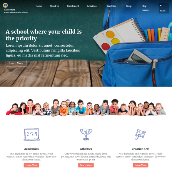 Responsive WordPress School Website Theme $41