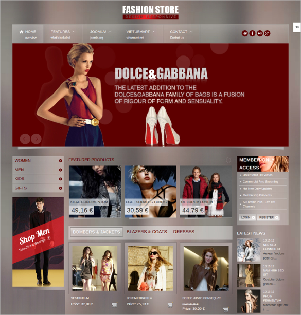 Free Clothing Store Website Templates
