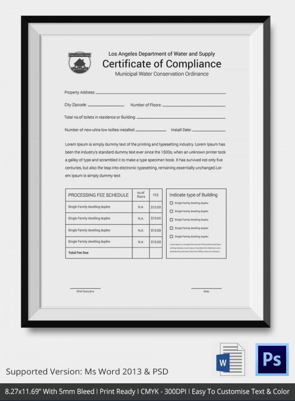 Compliance Certificate Template