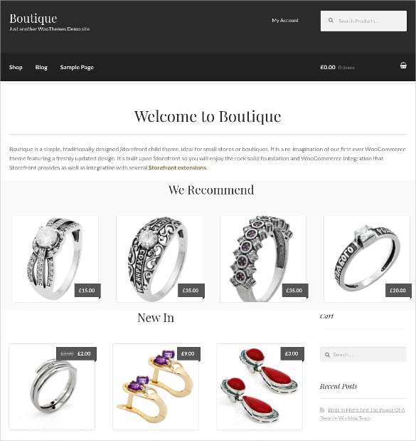 traditional boutique website theme