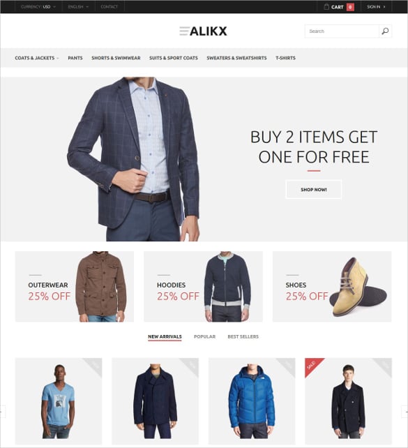mens clothing boutique prestashop website theme
