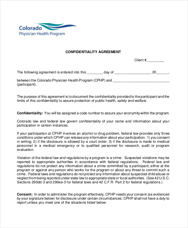 client confidentiality agreement for physician