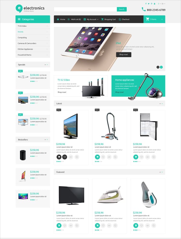 Ecommerce Electronic Store OpenCart Template